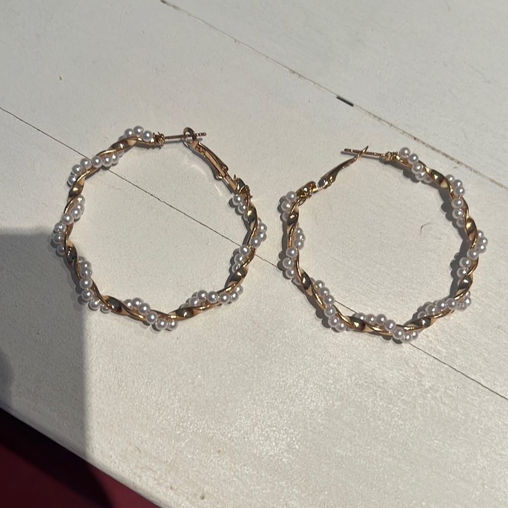 Pearl hoop earrings